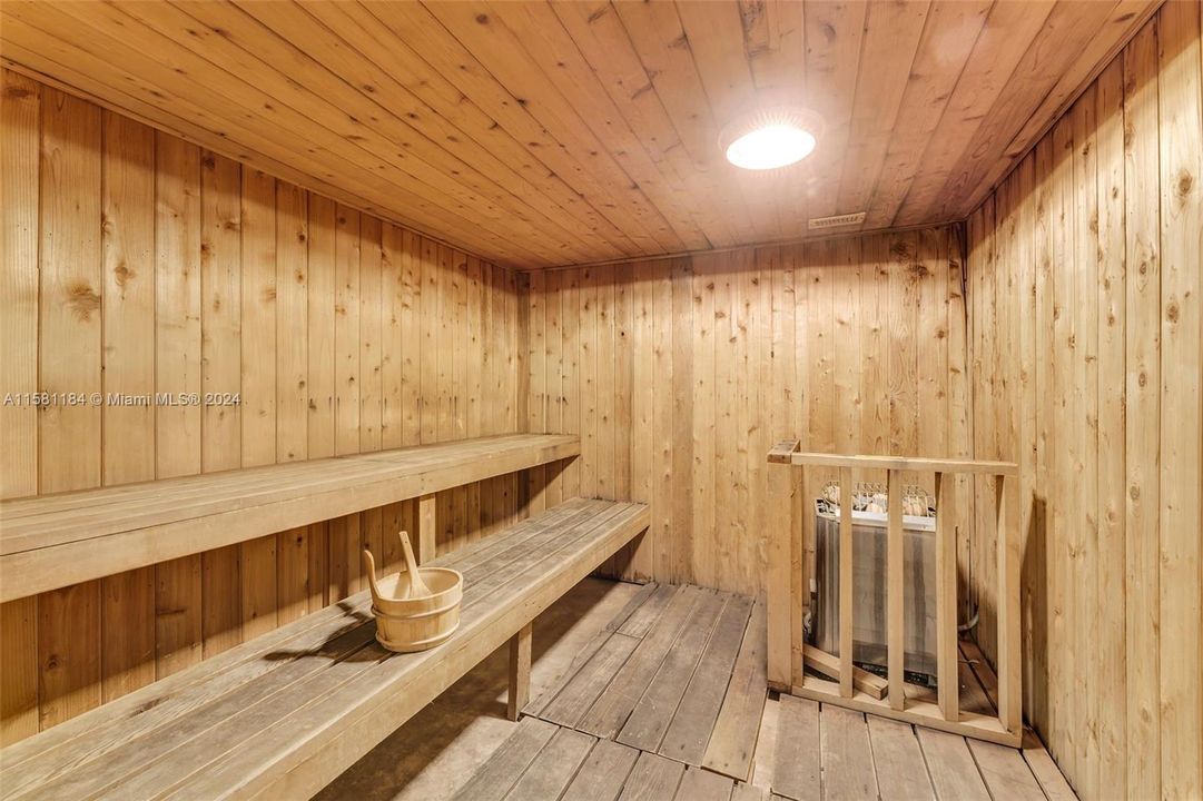 Common area sauna between beach entrance and gym.