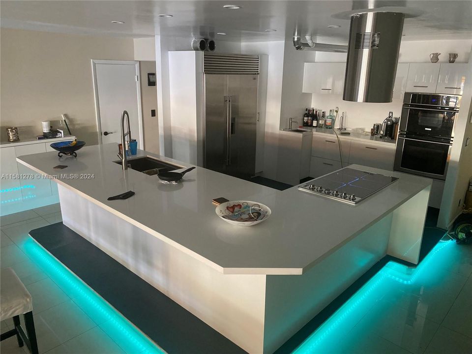 The kitchen illumination adds a nice touch