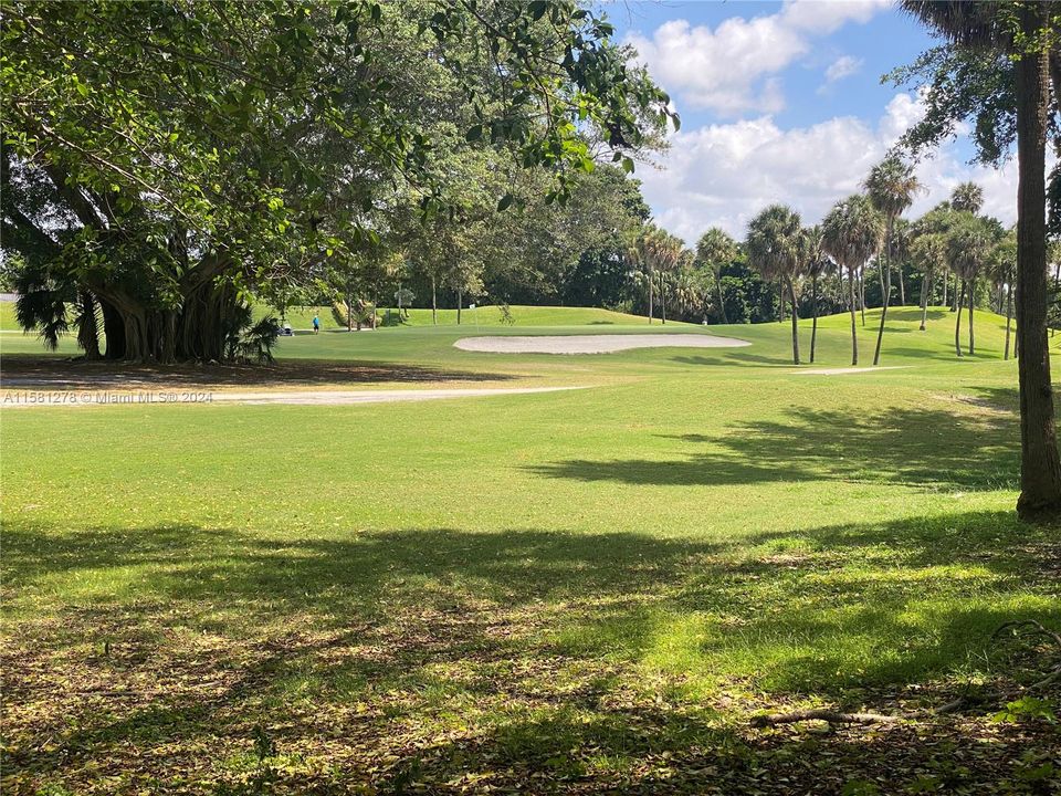 Beautiful view of the Miami Lakes golf course facing the front of the home