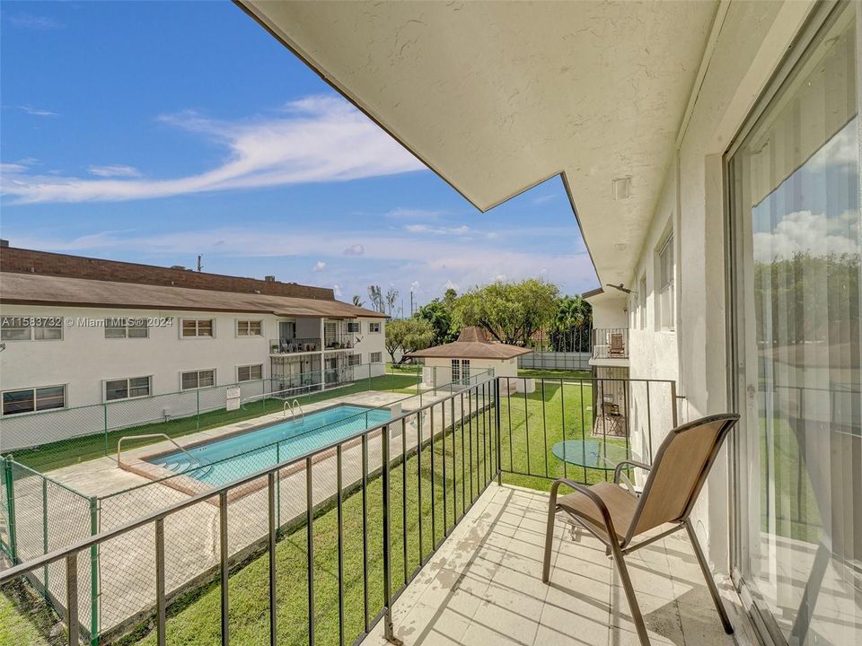 Balcony with views to  the community pool