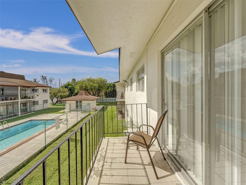 Balcony with views to  the community pool