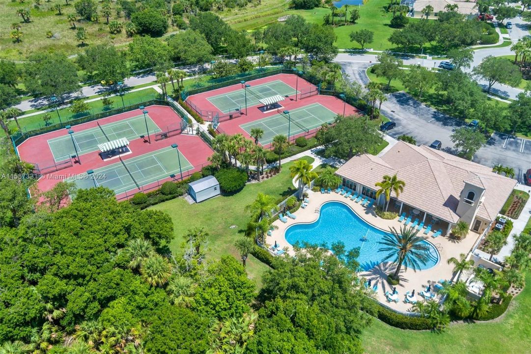 Clubhouse with fitness center, resort style pool, tennis and pickleball
