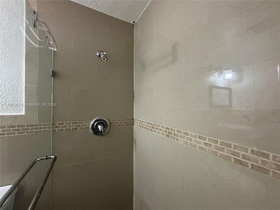 Inside the shower.