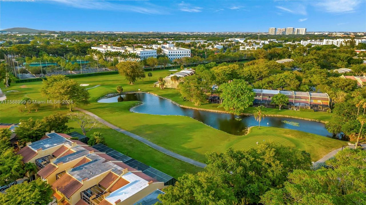 Back of unit. Golf course