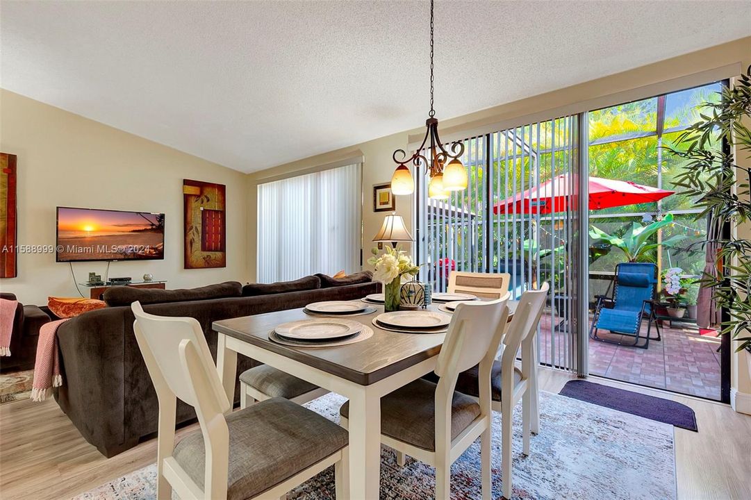 Living room/dining room and back patio