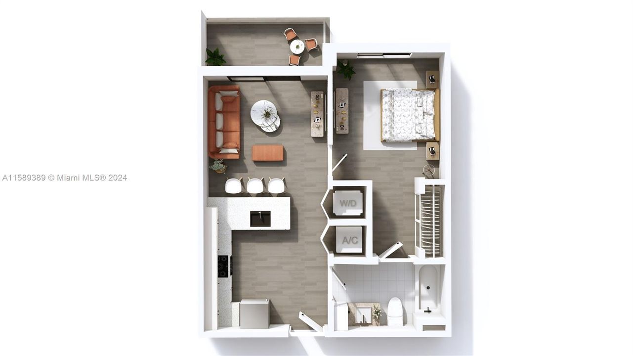 Active With Contract: $1,702 (1 beds, 1 baths, 558 Square Feet)