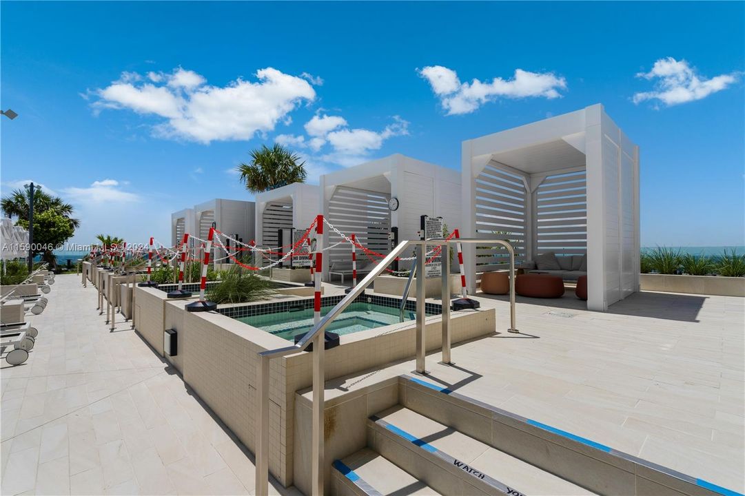 Pool area with cabanas on the 55th floor