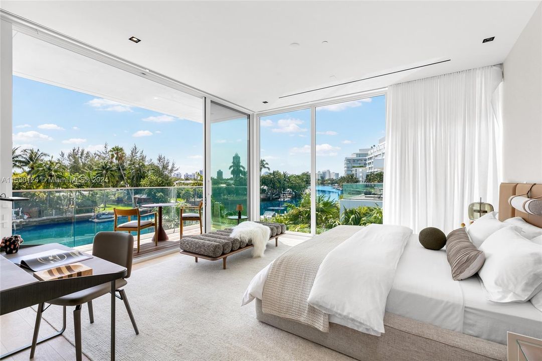 Primary Bedroom at the waterfront villa at the Ritz-Carlton Residences Miami Beach