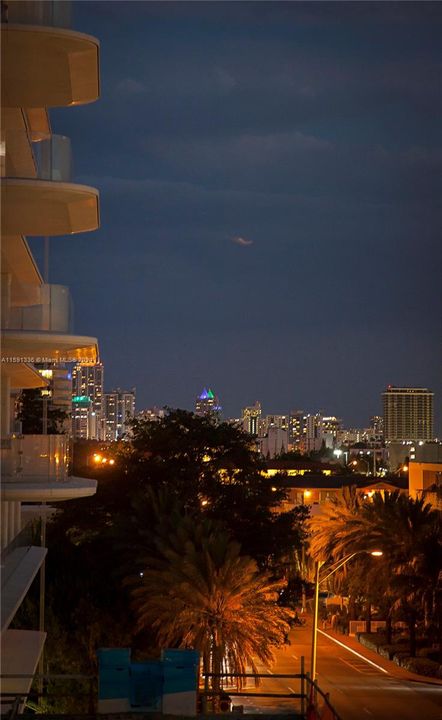 South view to South Beach from balcony at night