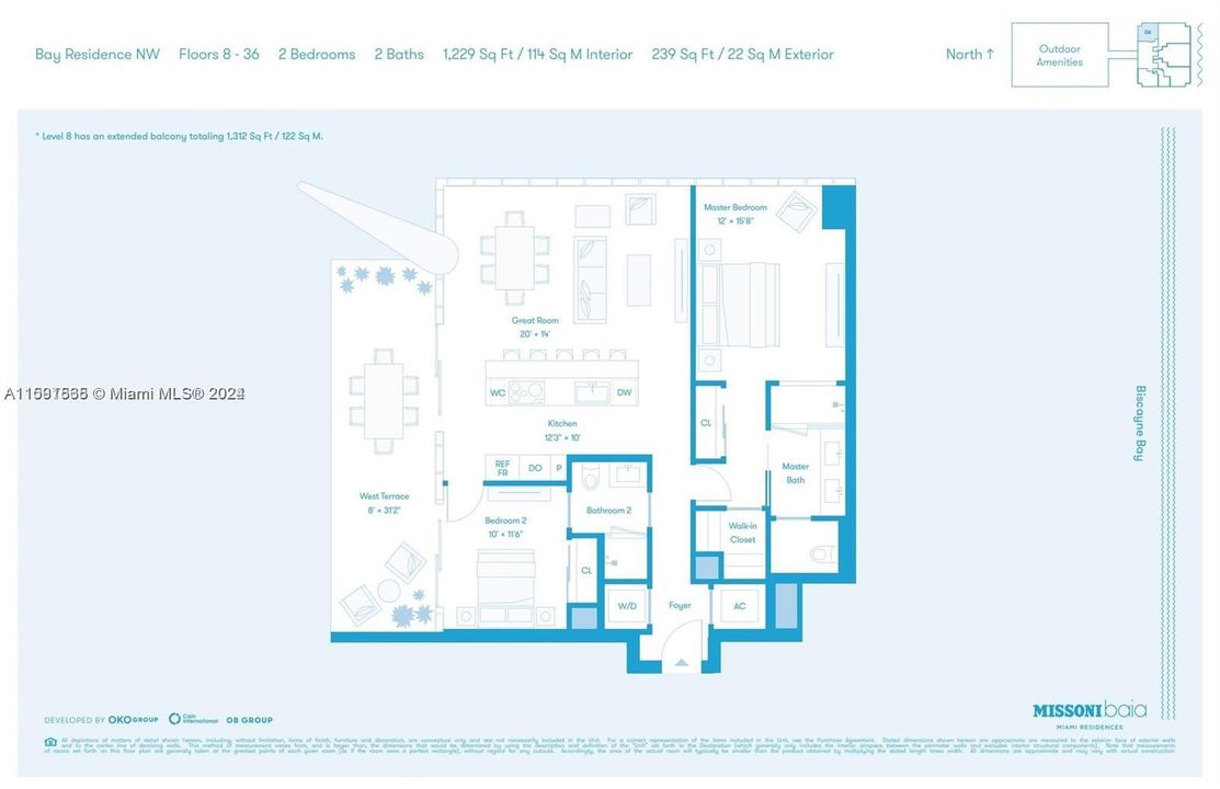 En Renta: $8,750 (2 camas, 2 baños, 1229 Pies cuadrados)