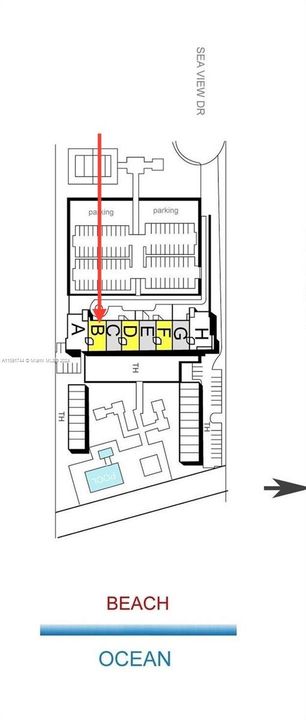 Site Plan showing "B" line