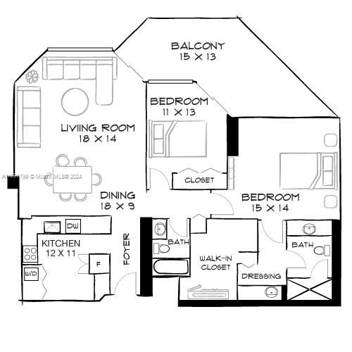 For Rent: $5,319 (2 beds, 2 baths, 1398 Square Feet)