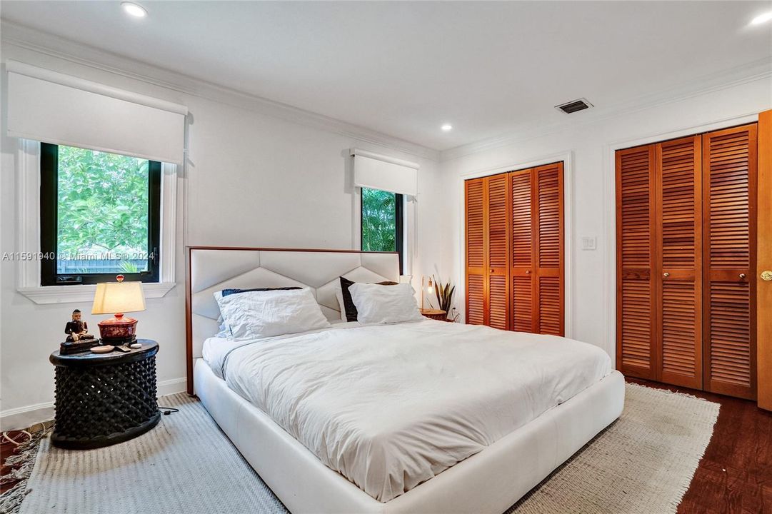 Spacious main bedroom is 2 bedrooms combined into 1 with 2 closets