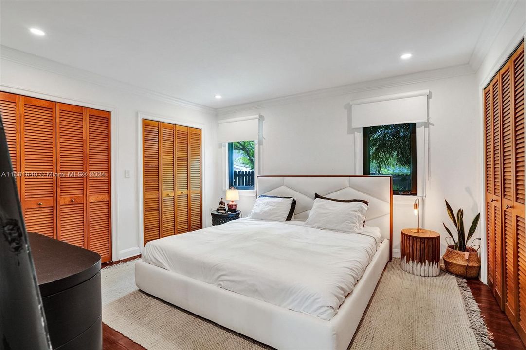 Spacious main bedroom is 2 bedrooms combined into 1 with 2 closets