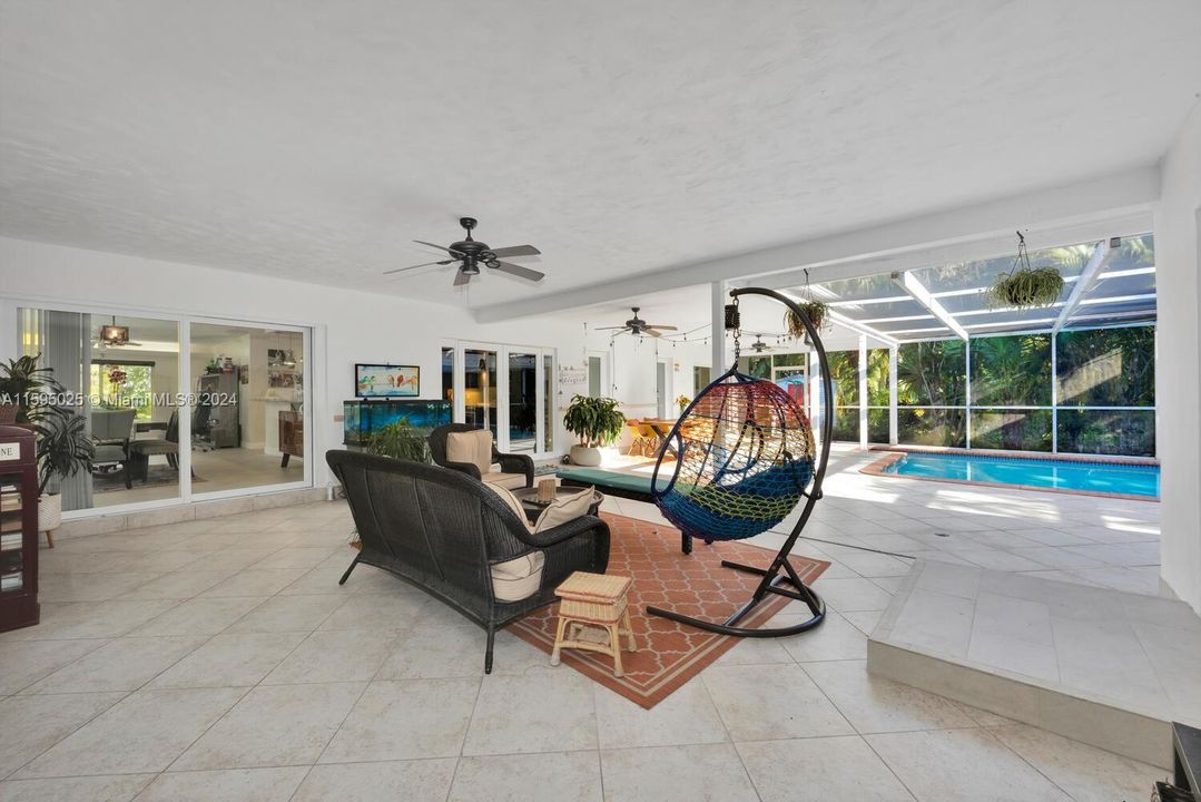 Living Room Overlooks Courtyard Pool Patio