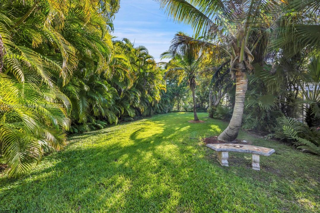 Lushly landscaped backyard