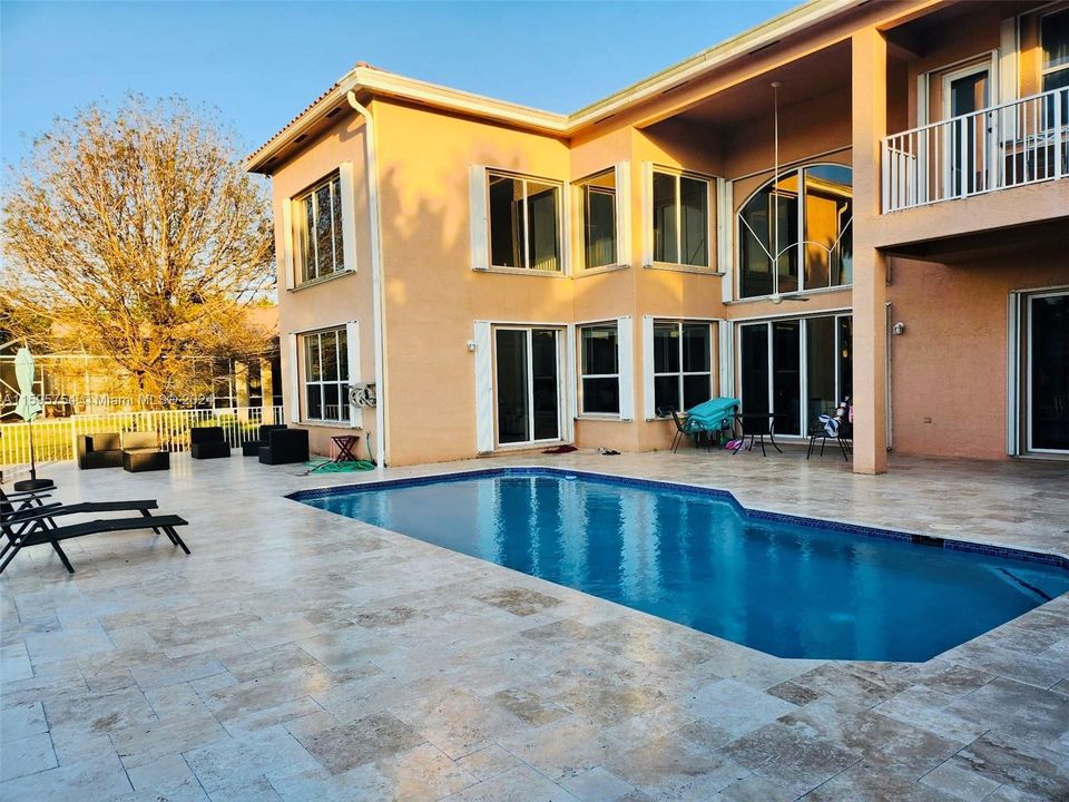 Renovated Pool - New Diamond Brite and Travertine Deck