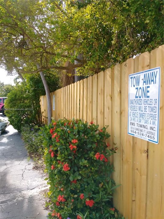 Building's outside fence.