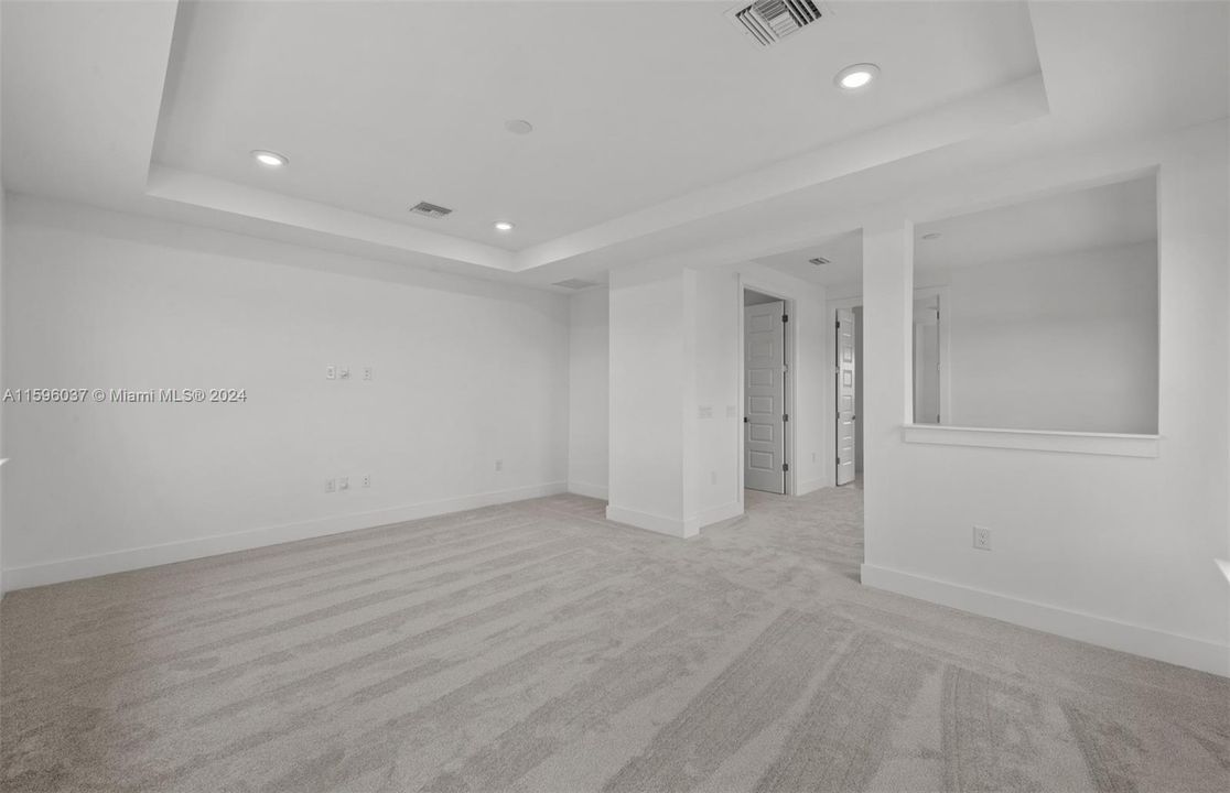 Tray ceiling in master suite.