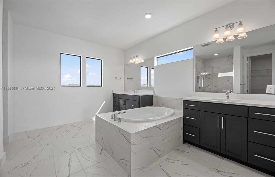 Dual sinks. Walk-in shower, tub, and 2 walk-in closets!