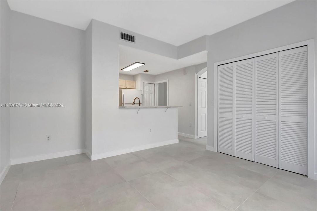 Family room housing the washer & dryer
