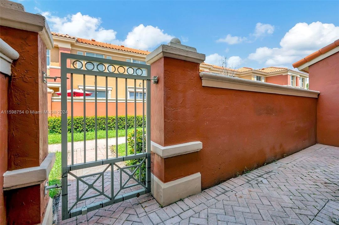 Private patio with exterior entrance gate