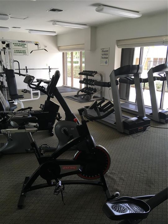 Gym overlooking Pool area