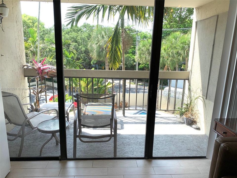 Balcony with Pool view facing Day Ave