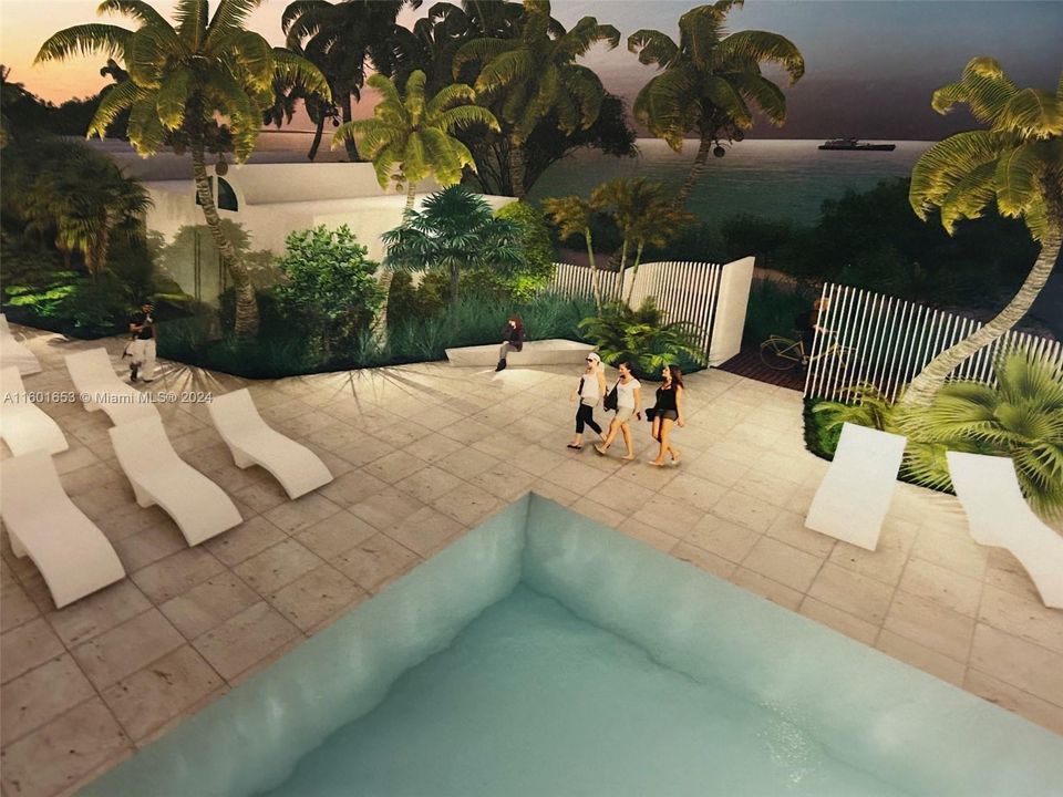 Rendering pool entrance area
