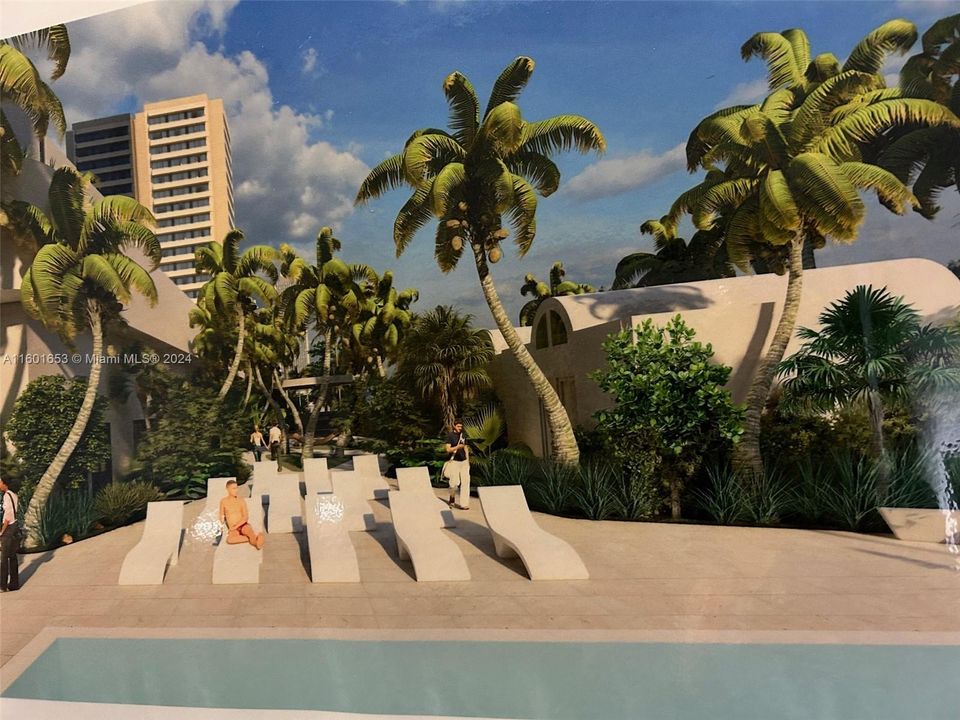 Rendering pool-cabana area