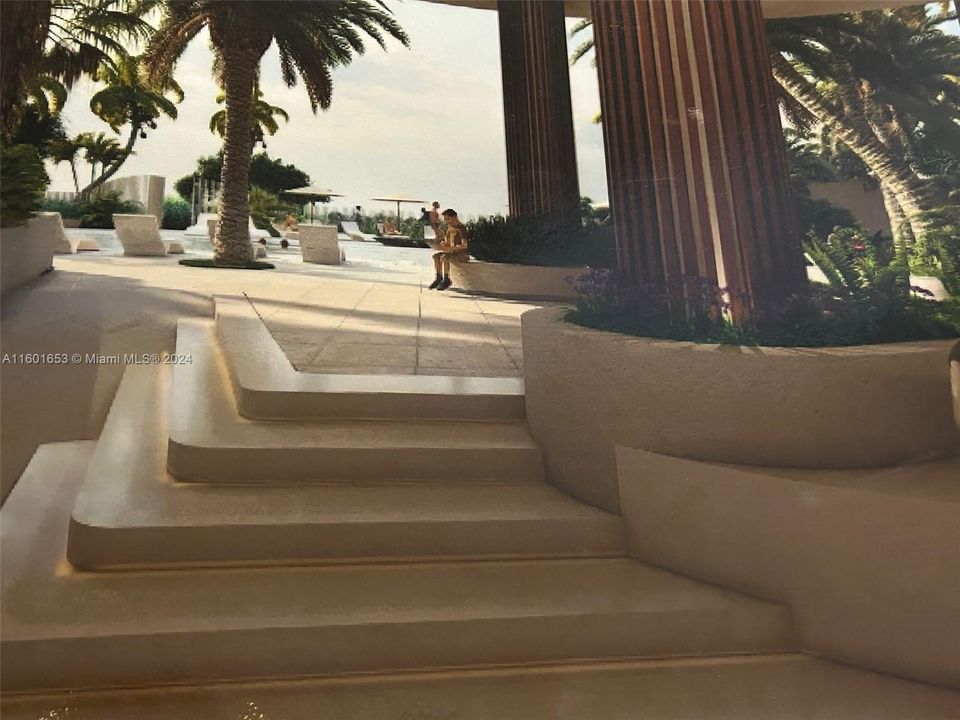 Rendering steps to pool area