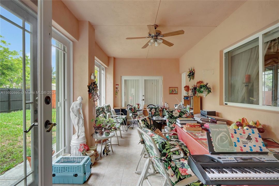 covered terrace with Hurricane shutters