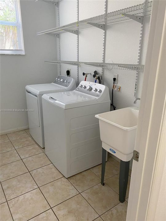 Private laundry room with utility sink