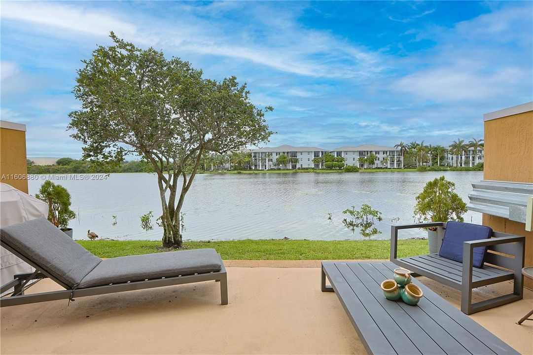 Paved patio overlooking the lake