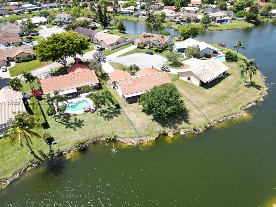 Facing rear yard and lake