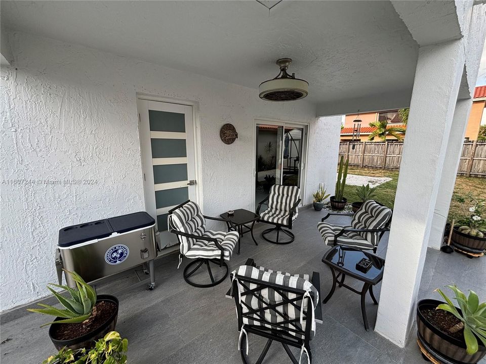 Covered porch with bathroom access