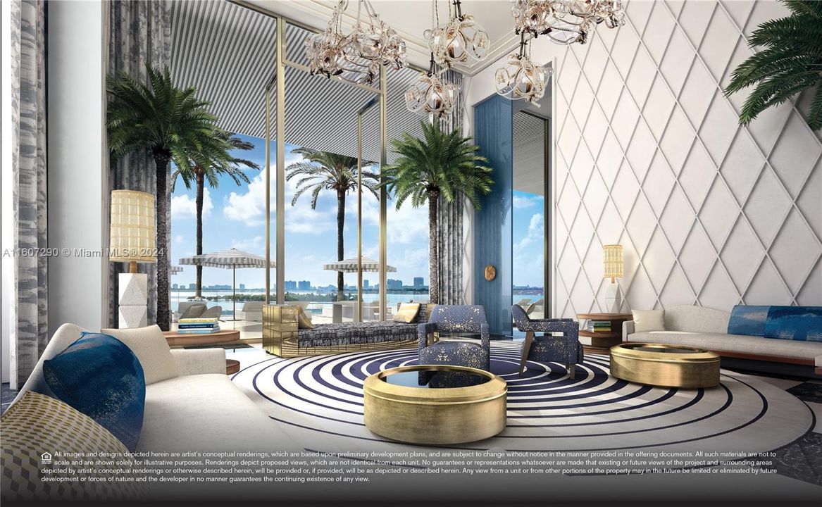 Bayfront Lounge in the Lobby Level - interior design by Jean-Louis Deniot - Rendering Picture