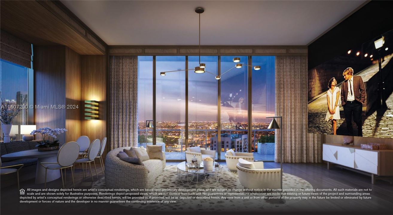 High Definition Screening Room in the Owners' Sky Lounge - Rendering Picture