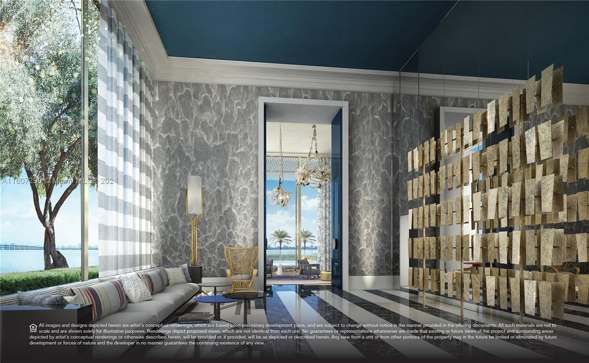 Living Room in the Lobby Level - Rendering Picture