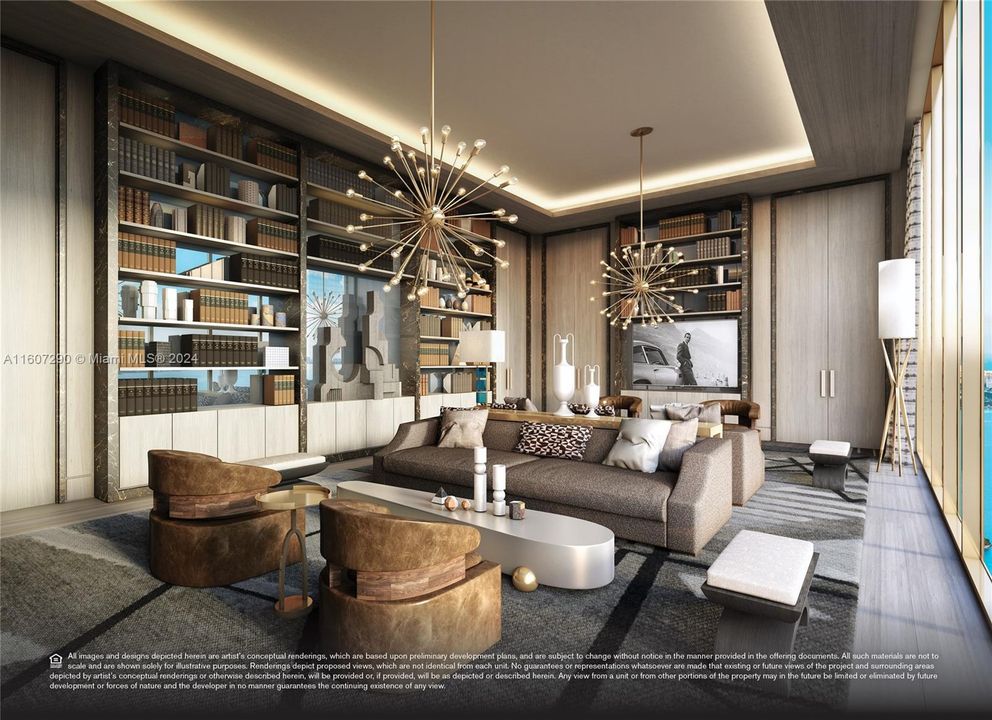 Library in the Owners' Sky Lounge - Rendering Picture