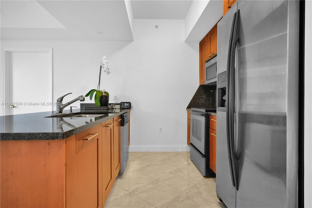 Granite counter tops and stainless steel appliances