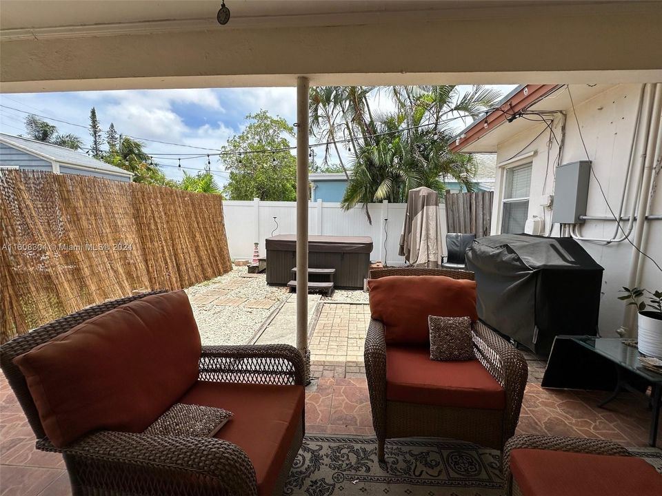 Covered patio outside of main house