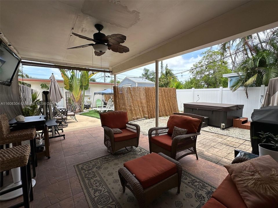 Covered patio outside of main house