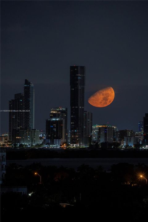 Moon setting behind Edgewater taken from unit balcony