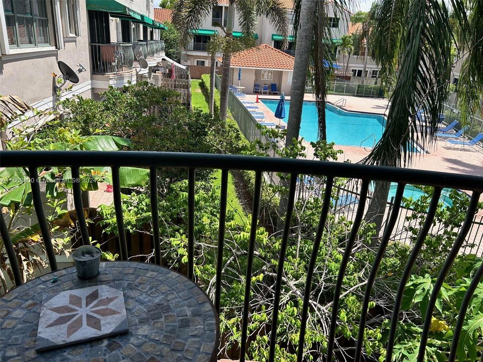 Balcony on 2nd level with view of pool