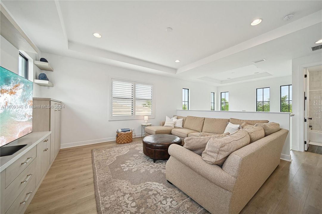 Spacious loft with built ins.