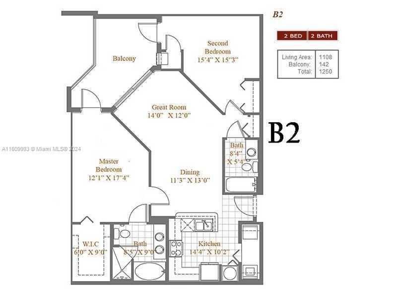 For Rent: $2,650 (2 beds, 2 baths, 1108 Square Feet)
