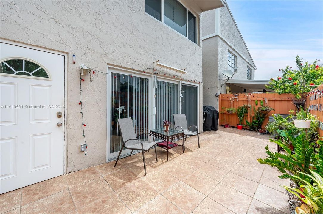 Spacious, tiled patio.