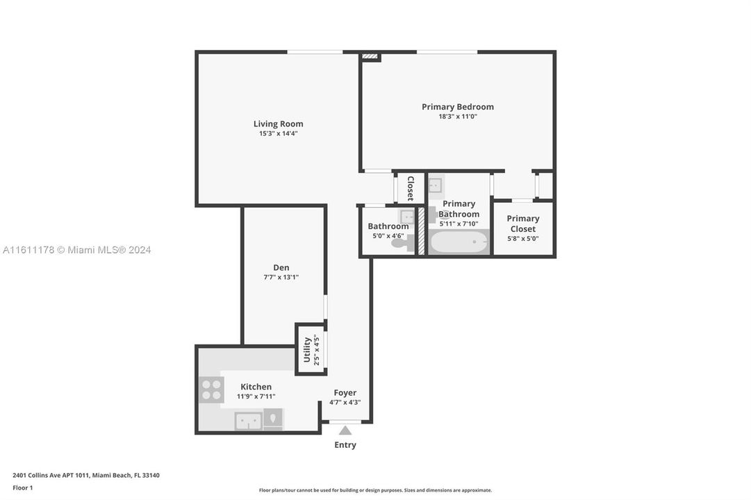 For Sale: $620,000 (1 beds, 1 baths, 1030 Square Feet)