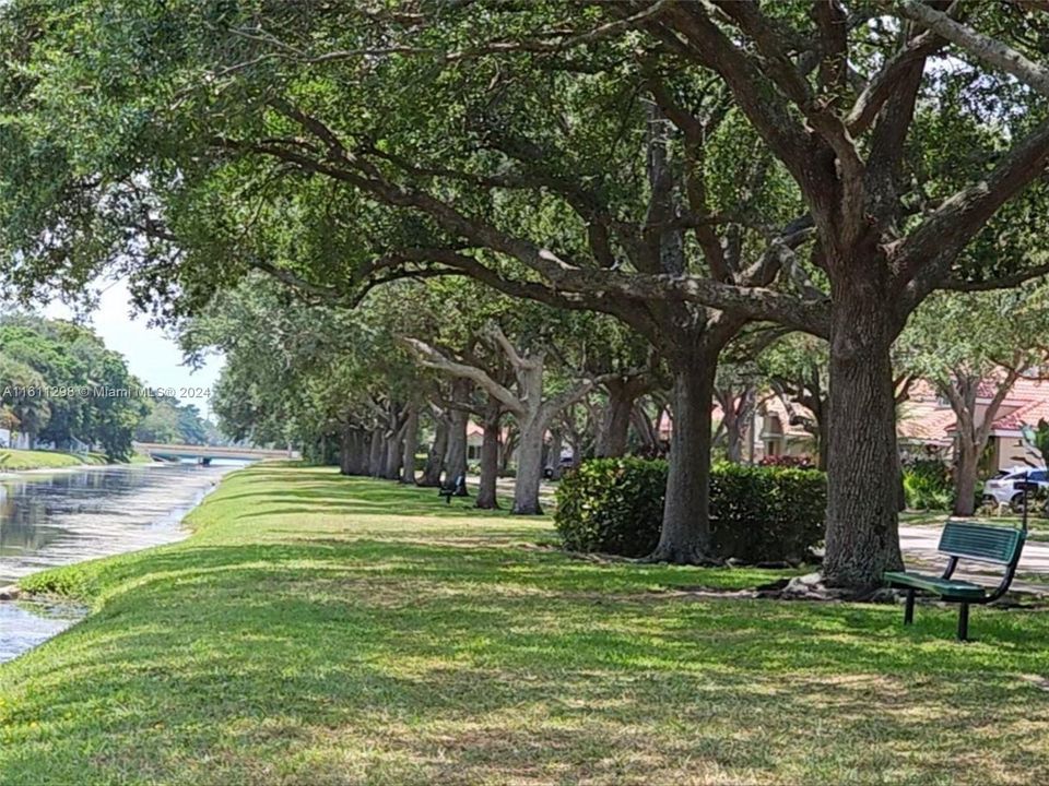 Benches along the canal